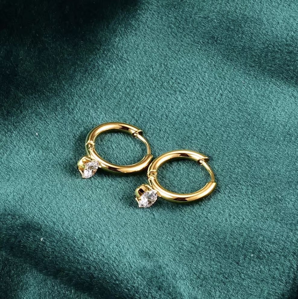 Athena Solitaire Hoop earrings