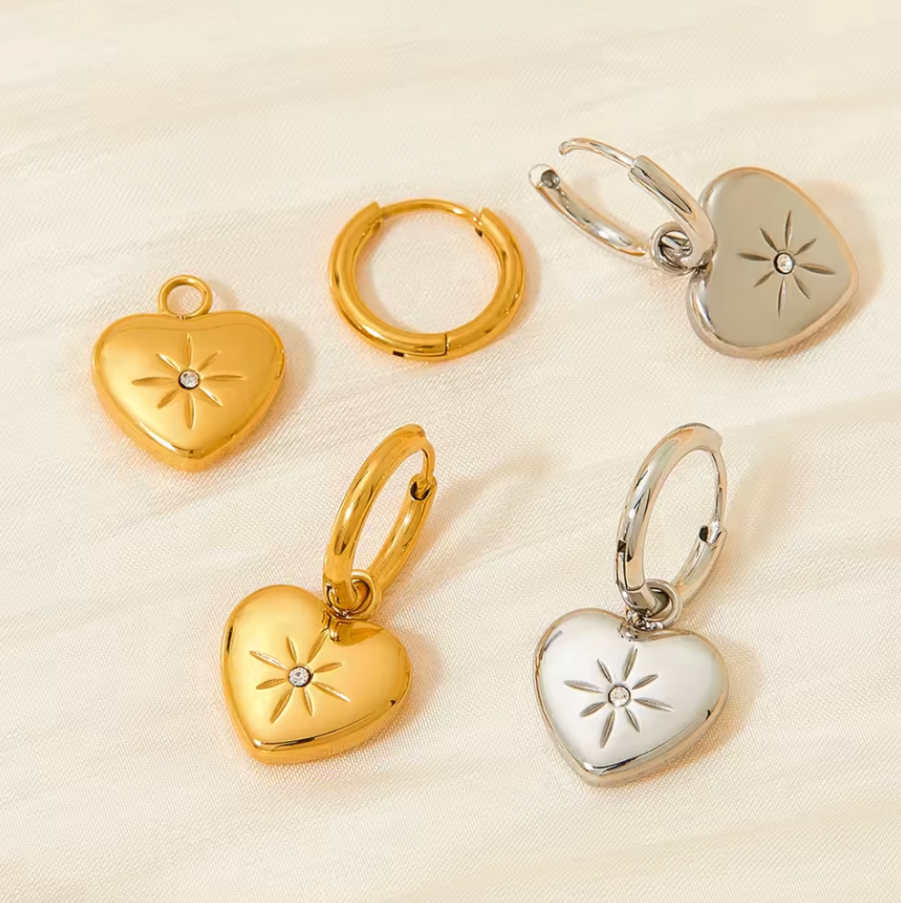 North Star Solitaire Hoop Earrings