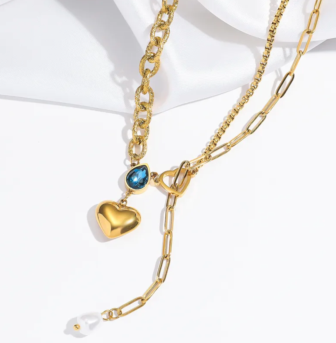 multilayer-layer-Heart-irregular-heart-necklaceNecklace-baari-jwellery-shop-baari