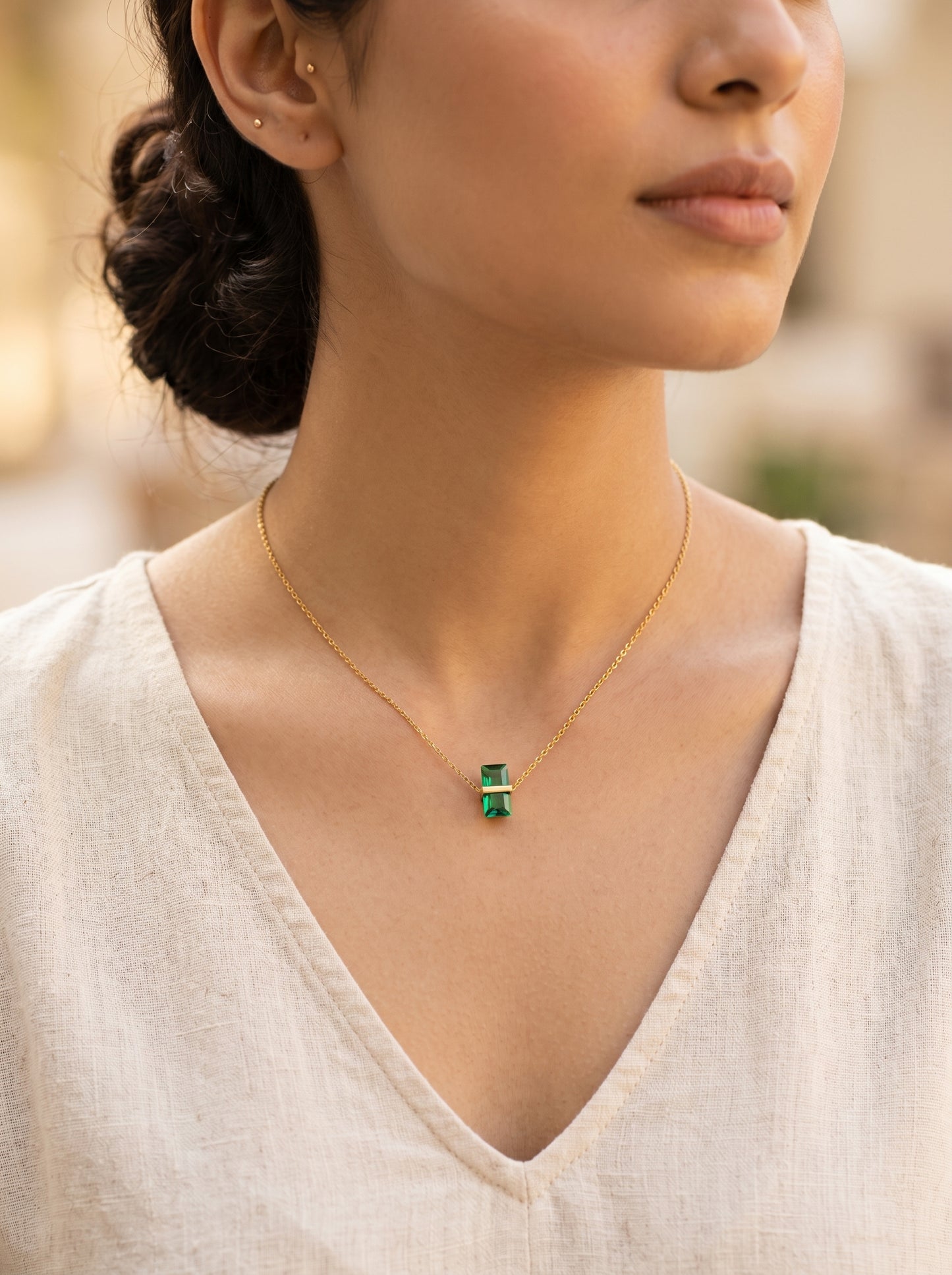 Emerald Promise Minimal Necklace