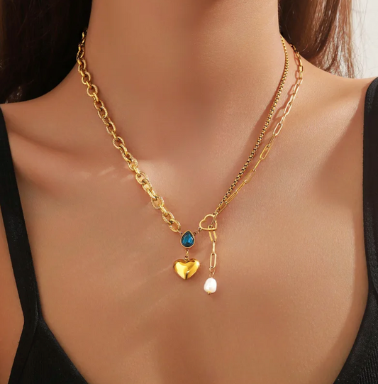GlowGold-Multilayer-Layer-Heart-irregular-heart-necklace-baari-jwellery-shopbaari
