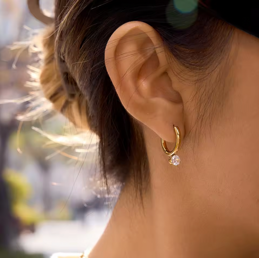 Athena Solitaire Hoop earrings