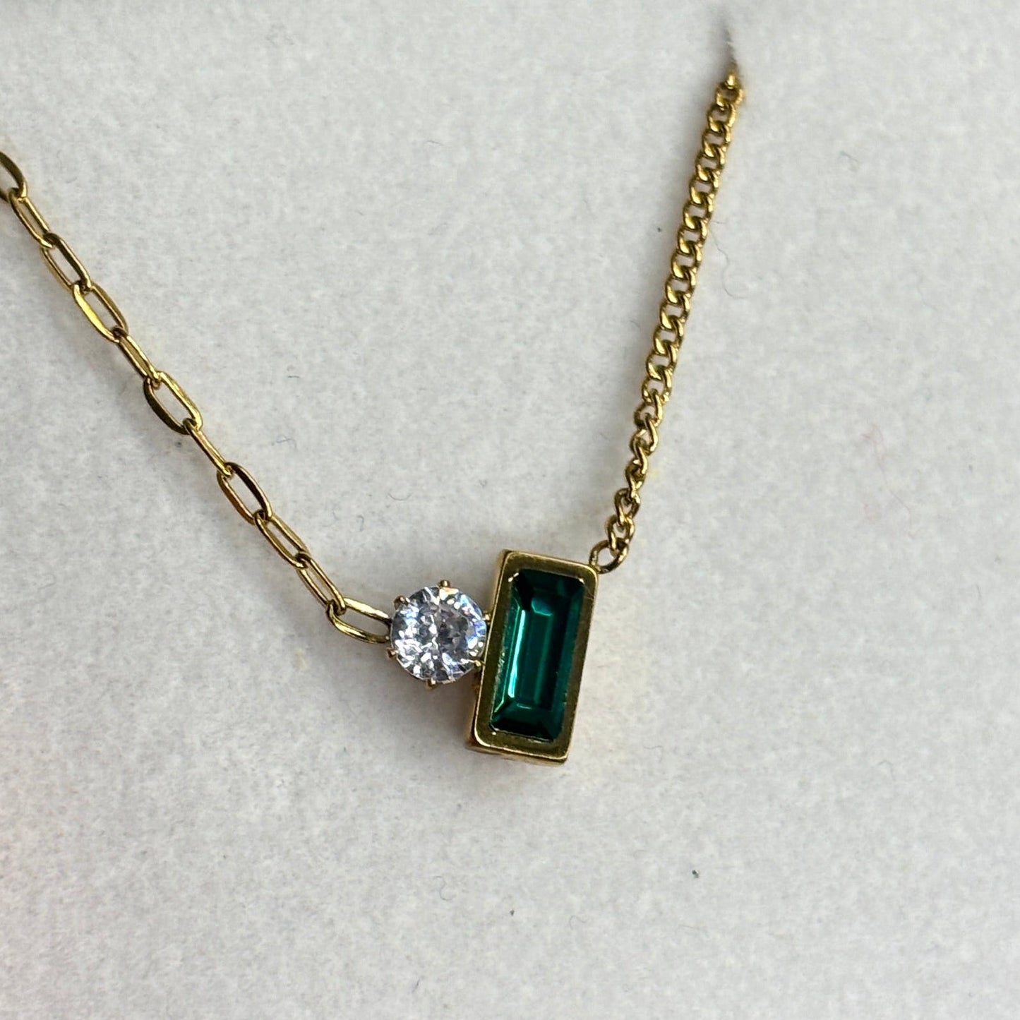 Emerald Solitaire Charm Necklace