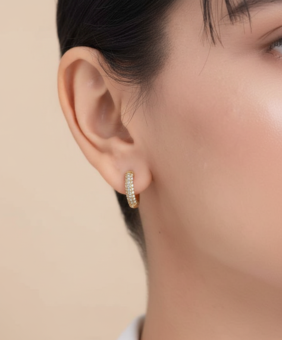 Diamond Huggie Hoop Earrings