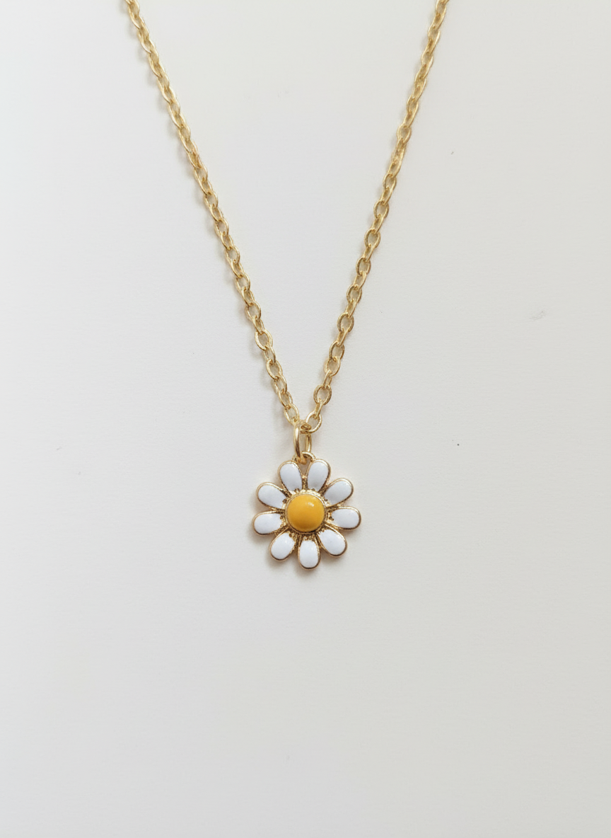 White Flower Minimal Necklace