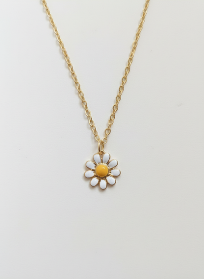 White Flower Minimal Necklace
