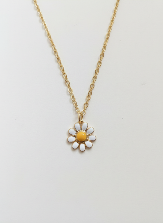 White Flower Minimal Necklace