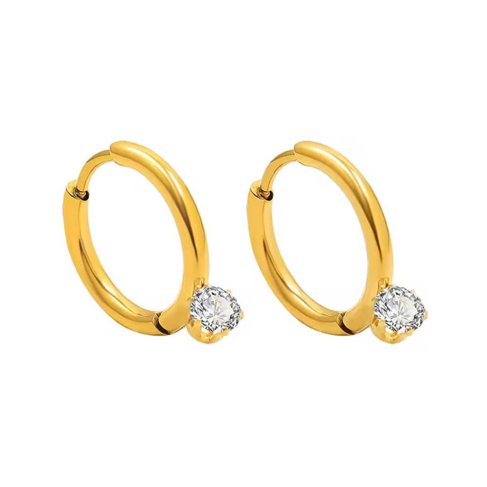 Athena Solitaire Hoop earrings