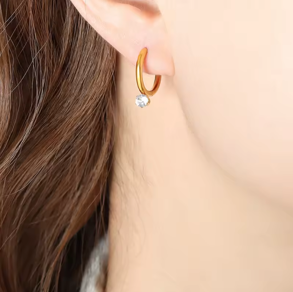 Athena Solitaire Hoop earrings