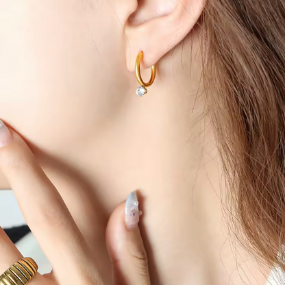 Athena Solitaire Hoop earrings