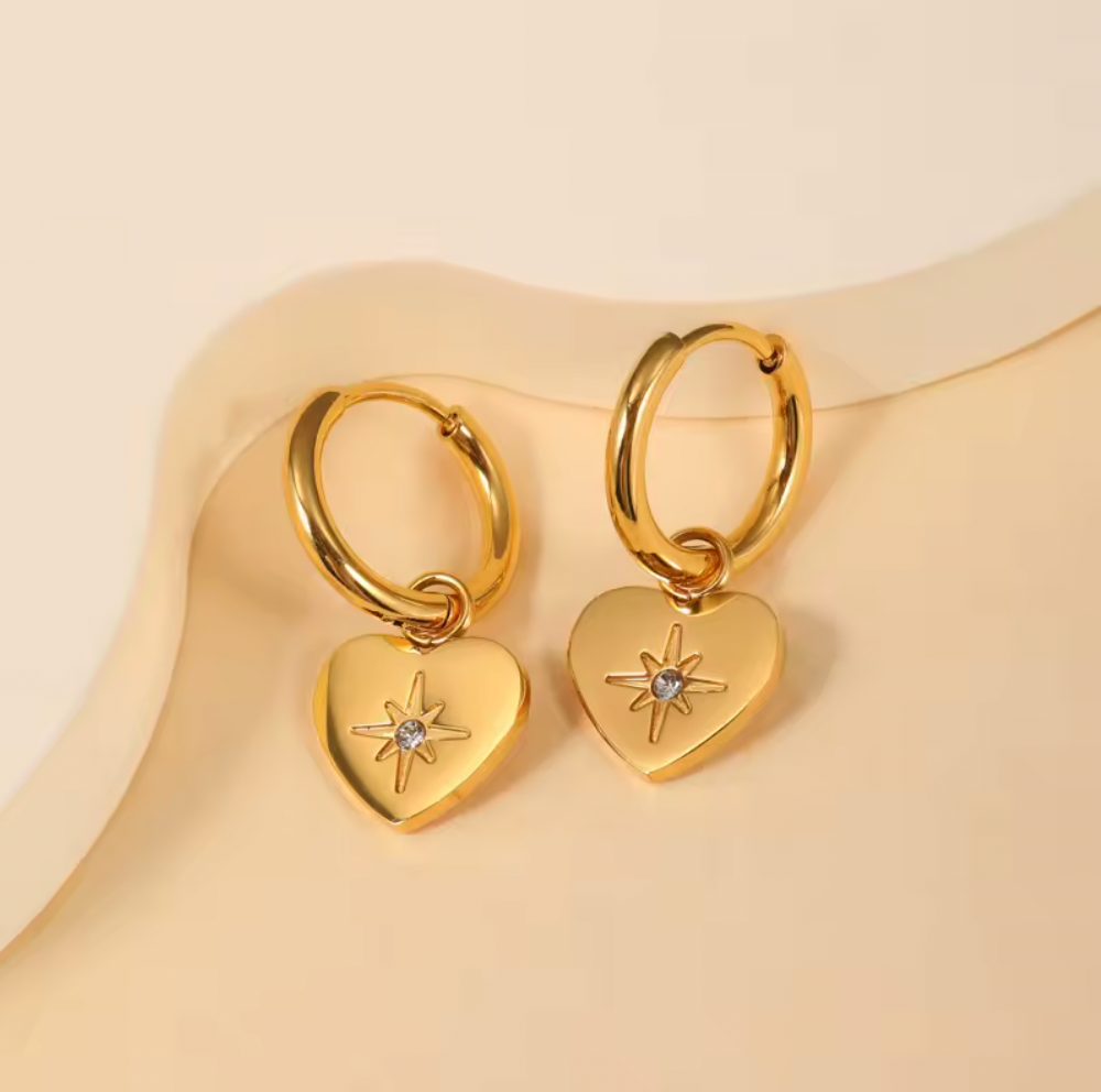 North Star Solitaire Hoop Earrings