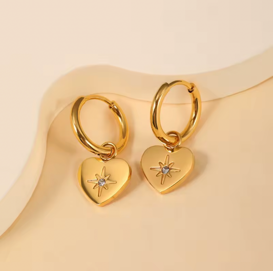 North Star Solitaire Hoop Earrings