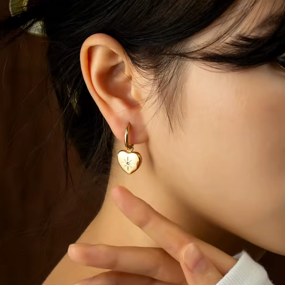 North Star Solitaire Hoop Earrings