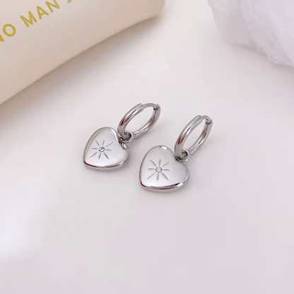 North Star Solitaire Hoop Earrings