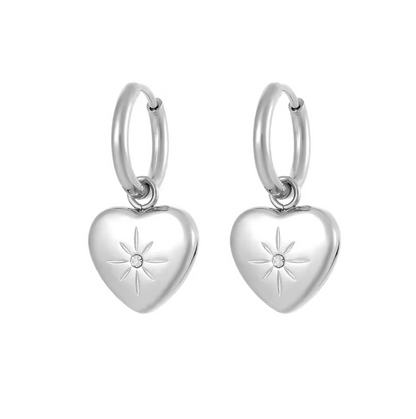 North Star Solitaire Hoop Earrings