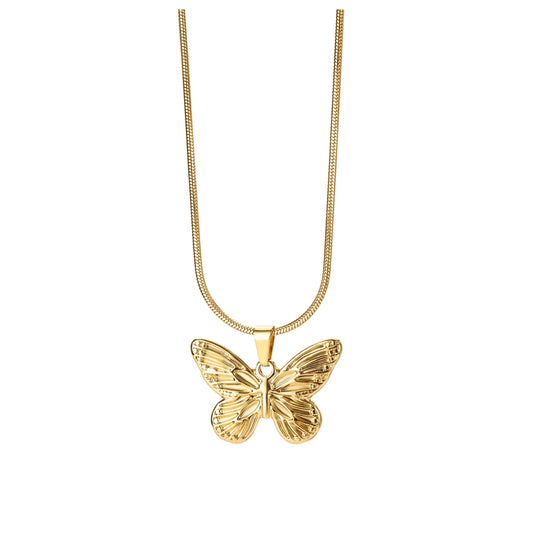 Gold butterfly necklace gold plated 18k anti tarnish baari jwellery shopbaari 