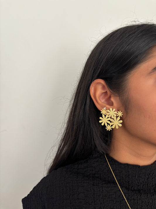  gold floral earrings for any event dinner lunches parties 
