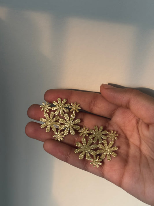 Gold floral earrings for any event - parties weddings lunch dinner sun downers 
